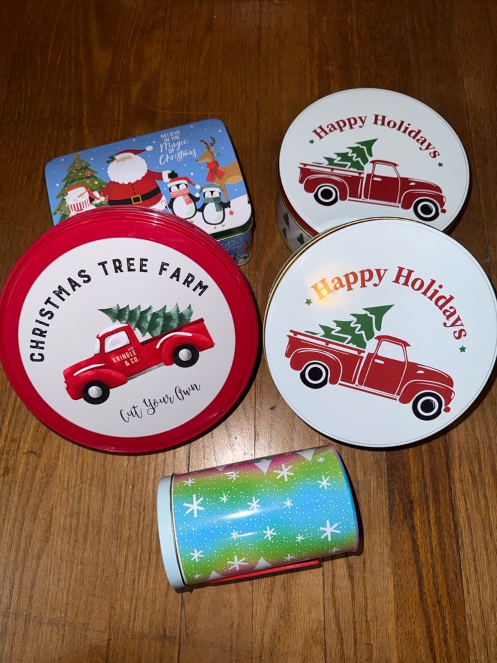 Festive Red Christmas Tree Farm Holiday Tin - Home Holiday Decor 5